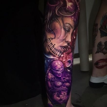 4张逼真的欧美女性人像写实纹身图案作品