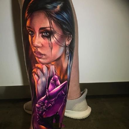 4张逼真的欧美女性人像写实纹身图案作品