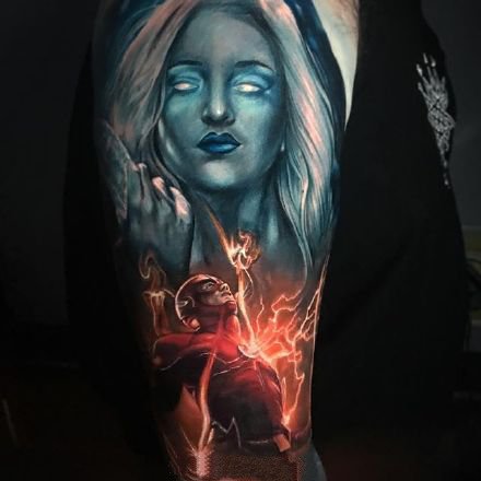 4张逼真的欧美女性人像写实纹身图案作品