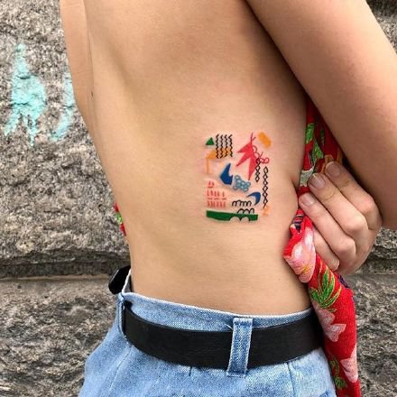 可爱的抽象小清新彩色纹身图案作品