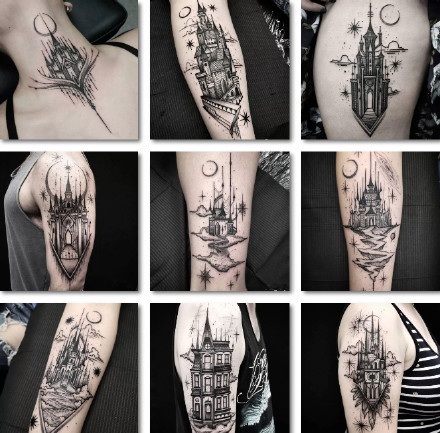 18张不错的黑灰点刺纹身图案作品欣赏