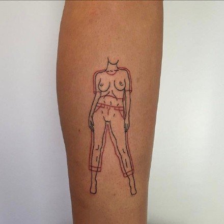 红黑色线条组成的创意纹身图案图片