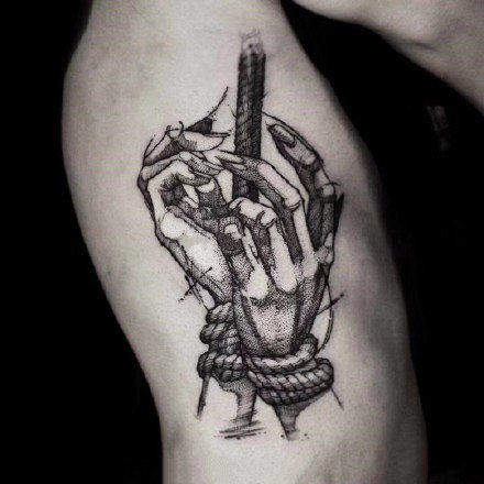 一组乱中有细，美感极强新概念风格黑灰纹身图案