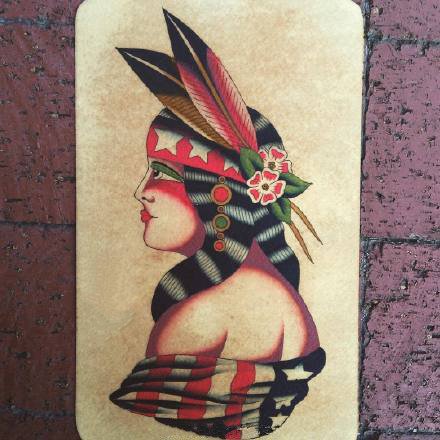 几张复古彩色school纹身手稿图案