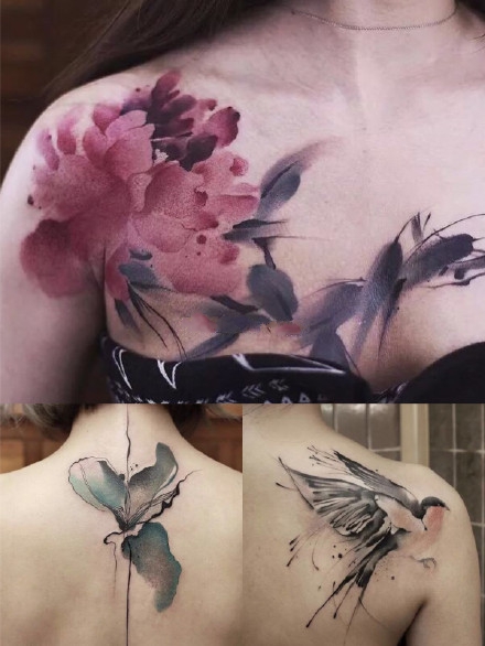 国画水墨纹身-9张水墨风格的国画纹身图案