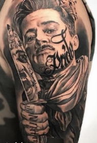 6张欧美精品肖像写实黑灰纹身图案作品