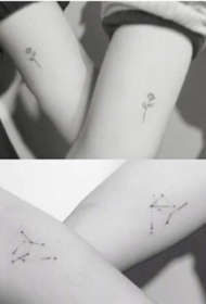 一组适合闺蜜或情侣纹的简约小图案纹身作品