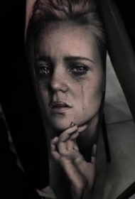 黑灰写实纹身--一组精品国外写实大黑灰人物肖像纹身图案