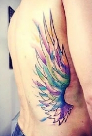 翅膀纹身图--8张水彩色漂亮的翅膀纹身图案