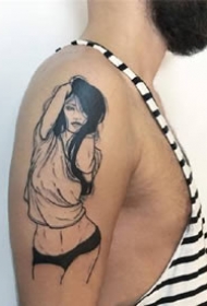 创意女郎的黑色纹身图案作品