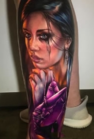 4张逼真的欧美女性人像写实纹身图案作品