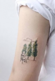 几张女孩子适合的简约小清新彩色纹身图案作品