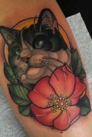 动物+花朵的一组纹身图案作品欣赏
