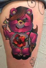 一组可爱的彩色卡通纹身图案作品图