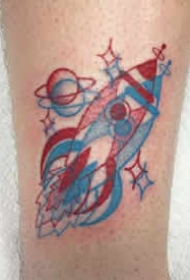 红蓝线条组成的3D视觉风格纹身图案图片