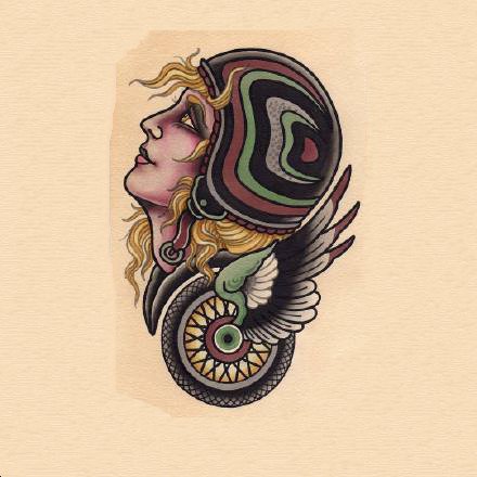 14张欧美复古女郎的纹身手稿素材图案