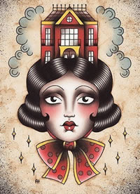 14张欧美复古女郎的纹身手稿素材图案