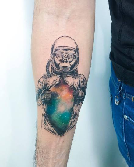 唯美水彩纹身--一组适合手臂等部位的水彩动物纹身图案