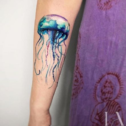 唯美水彩纹身--一组适合手臂等部位的水彩动物纹身图案