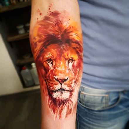 唯美水彩纹身--一组适合手臂等部位的水彩动物纹身图案