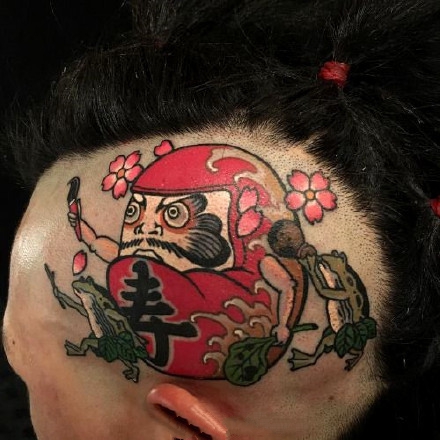 达摩蛋纹身--9张好看的日式樱花达摩蛋的纹身图案