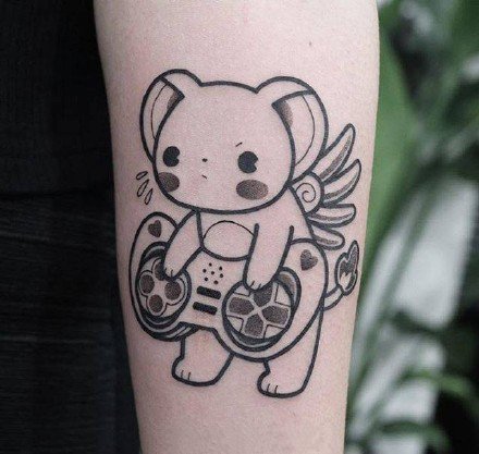 可爱纹身--一组手臂和腿部的黑色小可爱纹身图案