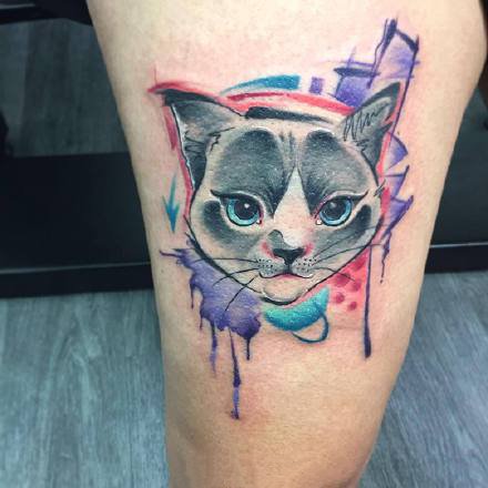 水彩卡通纹身--手臂和腿部色彩艳丽的水彩色卡通纹身图案