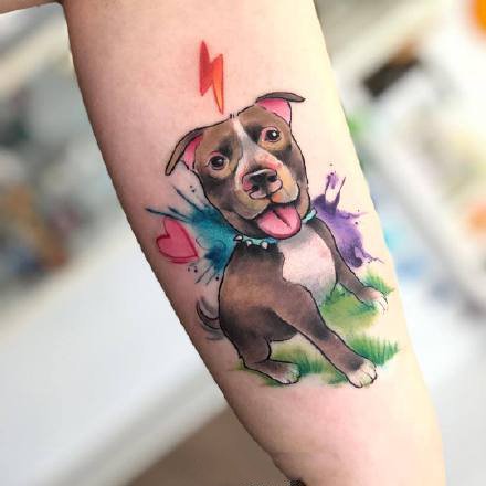 水彩卡通纹身--手臂和腿部色彩艳丽的水彩色卡通纹身图案