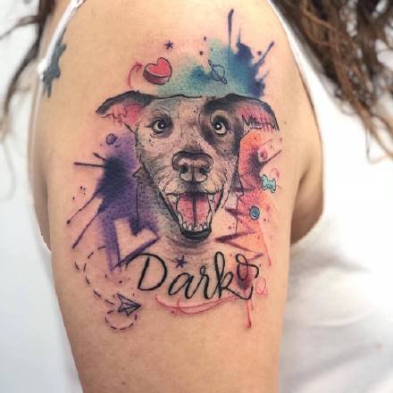 水彩卡通纹身--手臂和腿部色彩艳丽的水彩色卡通纹身图案