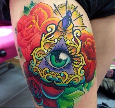 彩色school纹身--一组艳丽的彩色school纹身图案作品