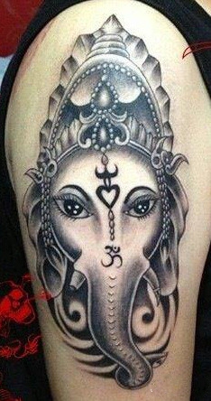 象神纹身图--6张很不错的象财神纹身图案作品