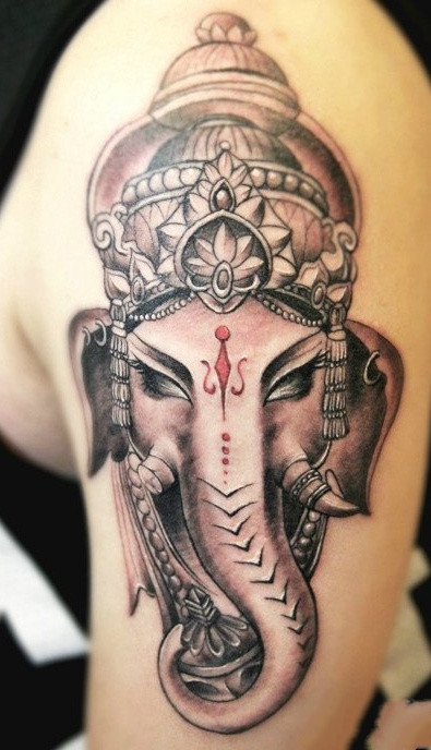 象神纹身图--6张很不错的象财神纹身图案作品