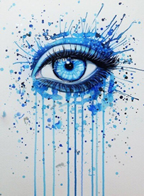 水彩眼睛手稿--9张七彩颜色的水彩色眼睛纹身手稿图案