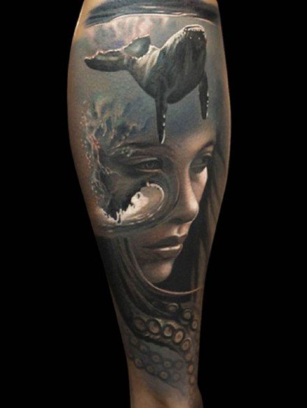 逼真的立体3d人物写实纹身图案一组9张