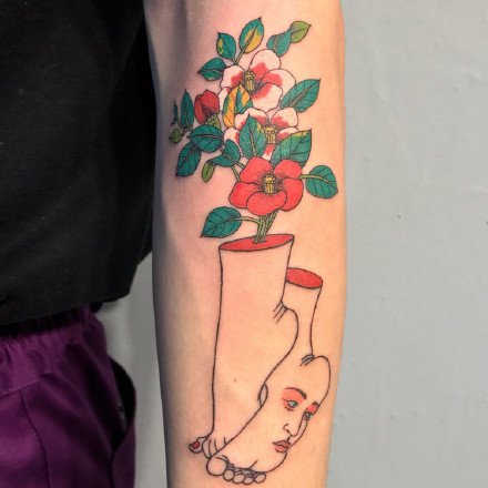 韩国纹身师Kim Mick Hee创意彩色纹身图案作品