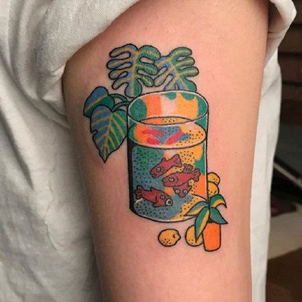 韩国纹身师Kim Mick Hee创意彩色纹身图案作品