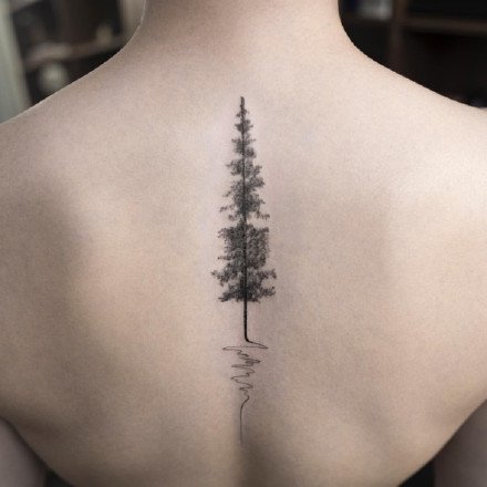 一组简约的小树纹身图案9张
