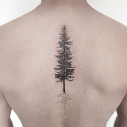 一组简约的小树纹身图案9张