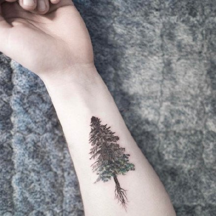 一组简约的小树纹身图案9张