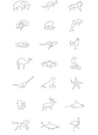 超简约一笔画动物纹身手稿素材