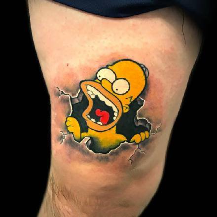 辛普森纹身--卡通动画角色辛普森的黄色纹身图案