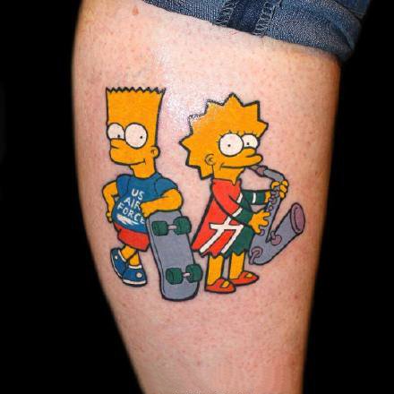 辛普森纹身--卡通动画角色辛普森的黄色纹身图案