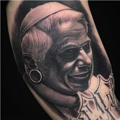 逼真的一组欧美写实人物肖像纹身图案作品