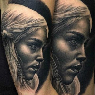 逼真的一组欧美写实人物肖像纹身图案作品