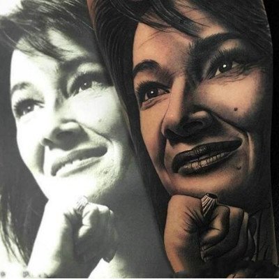 逼真的一组欧美写实人物肖像纹身图案作品