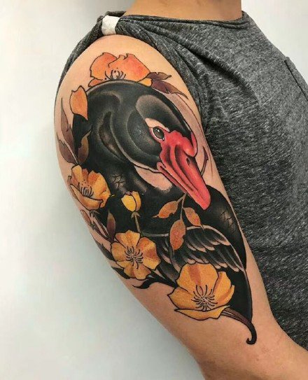 天鹅纹身图--一组关于天鹅的漂亮纹身图案欣赏