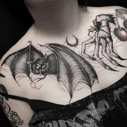 9张一组暗黑色风格的纹身图案作品欣赏