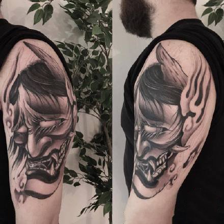 一组个性别致的日本般若纹身图案作品