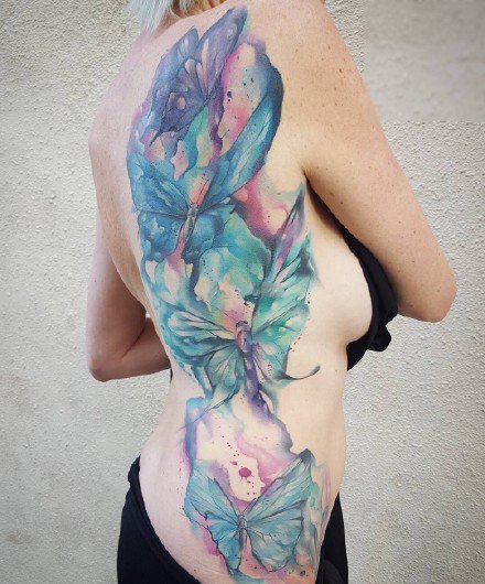 几张个性的动物水彩色纹身图案