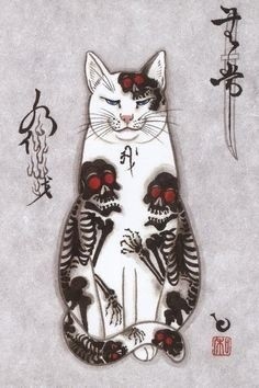 日本插画家田中秀治以猫为主题的浮世绘作品